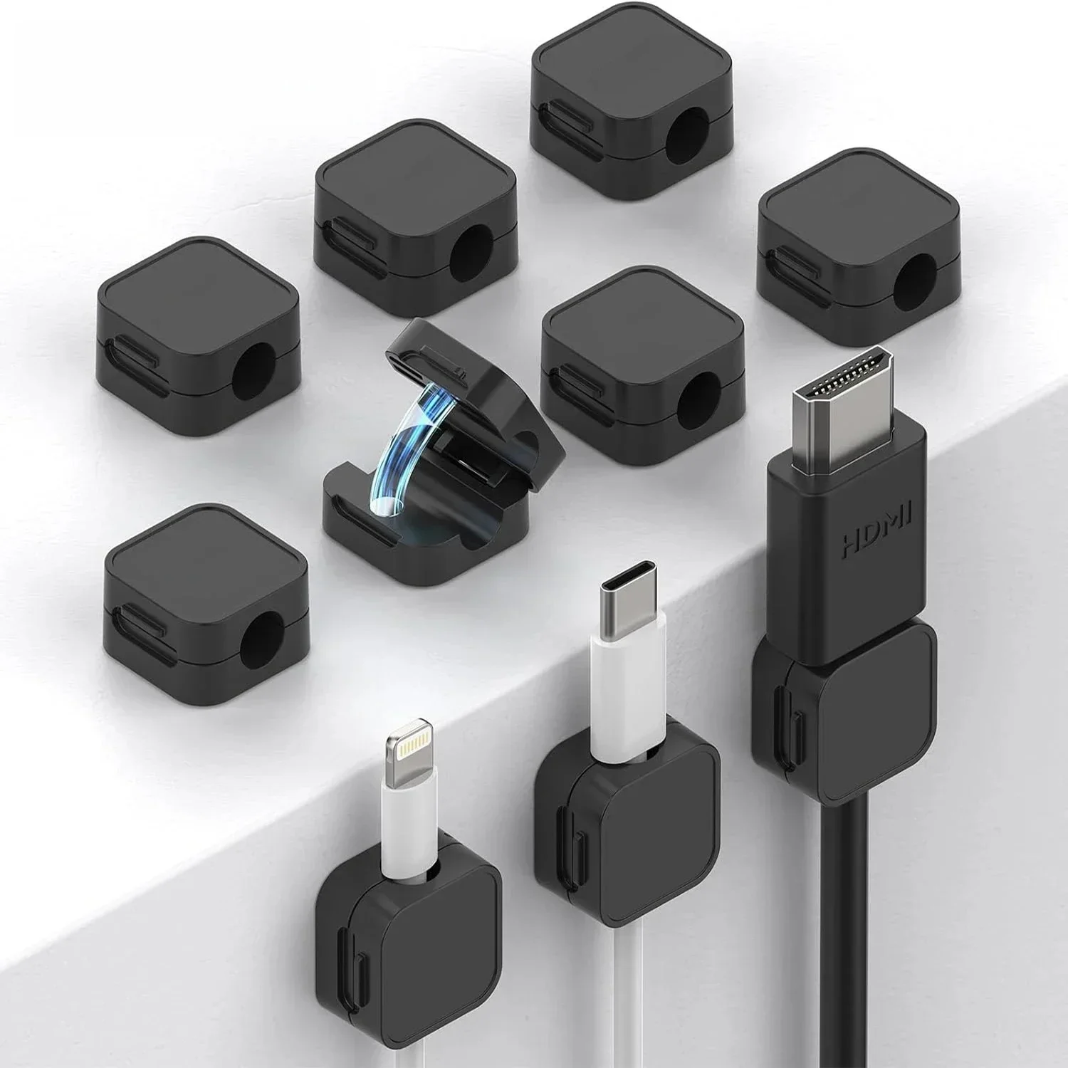 ​ 자석 케이블 클립 조절식 코드 홀더 |   홈 오피스 자동차 벽 데스크탑 나이트 스탠드용 책상 아래 접착식 관리 주최자 ​ ​