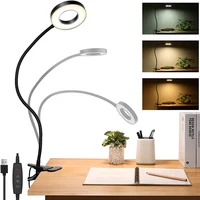 USB LED Reading Lights Flexible Gooseneck Dimmable Table Lamp Clip On Indoor Bedroom Eye Protection Desk Light Book Clamp Lamp 1