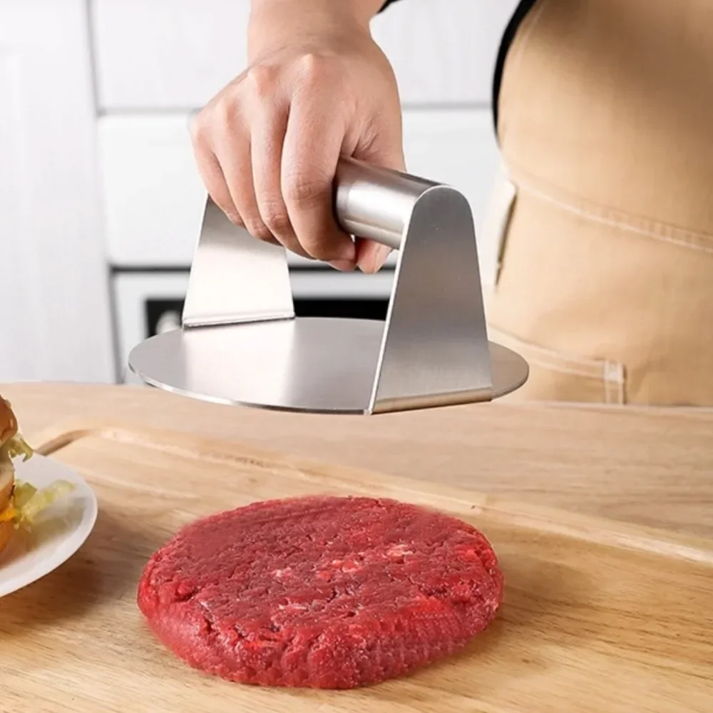 Stainless Steel Smash Burger Press Heavy Duty Round Patty Maker Mold Non-Slip Handle for BBQ Kitchen Accessories 1