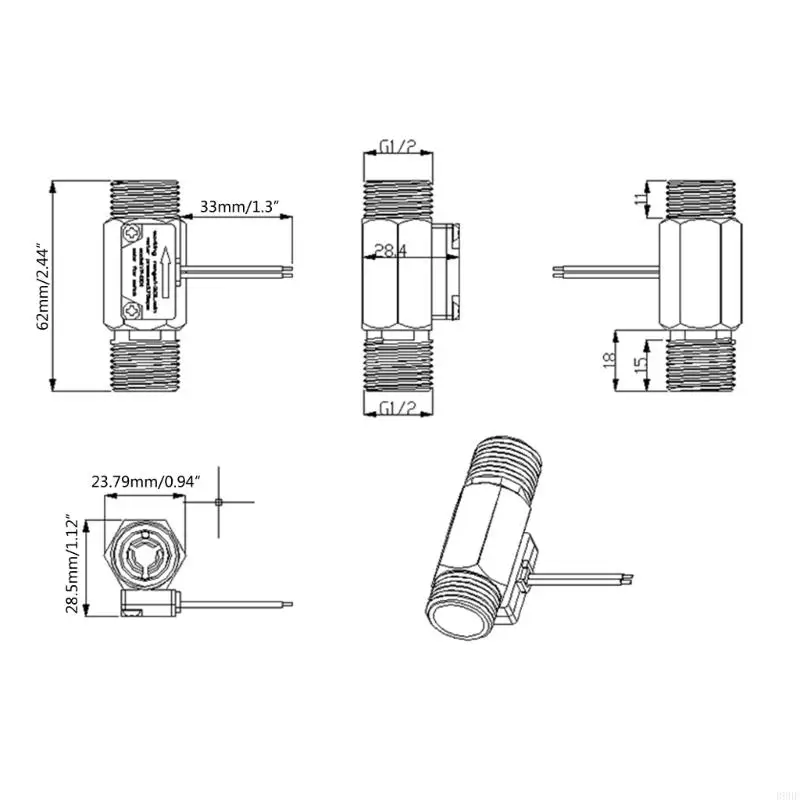4 Points Effect Flowmeter 1.5-30L/Min Water Control Flowmeter Male Thread
