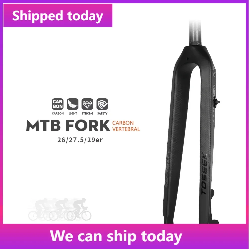 Toseek Mtb Forcella Anteriore Per Bici In Fibra Di Carbonio Completa 26/27.5/29 "Forcella Rigida Per Bicicletta Tubo Dritto 560G Forcella Per Bici Leg