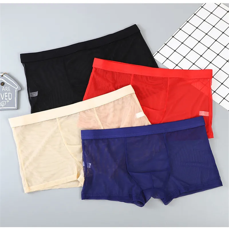 Description Picture 6 of itemSexy Full Transparent Men's Ice Silk Underwear Ultra-thin Breathable Boxer Trunk Large Size Seamless Shorts