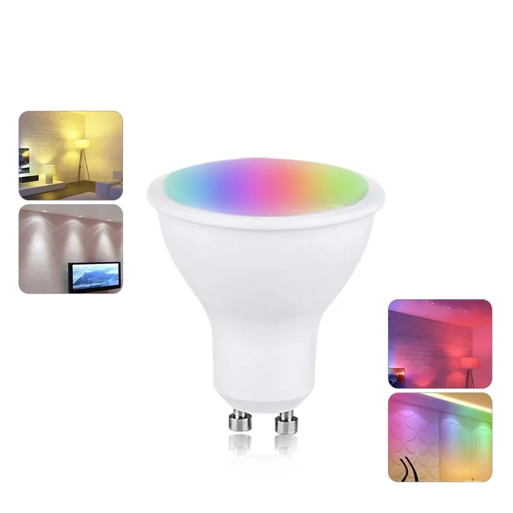 홈 데코레이션용 다채로운 LED 전구, 넓은 압력 RGB 스포트라이트 전구, 차양 제어 휴대폰 호환, Gu10