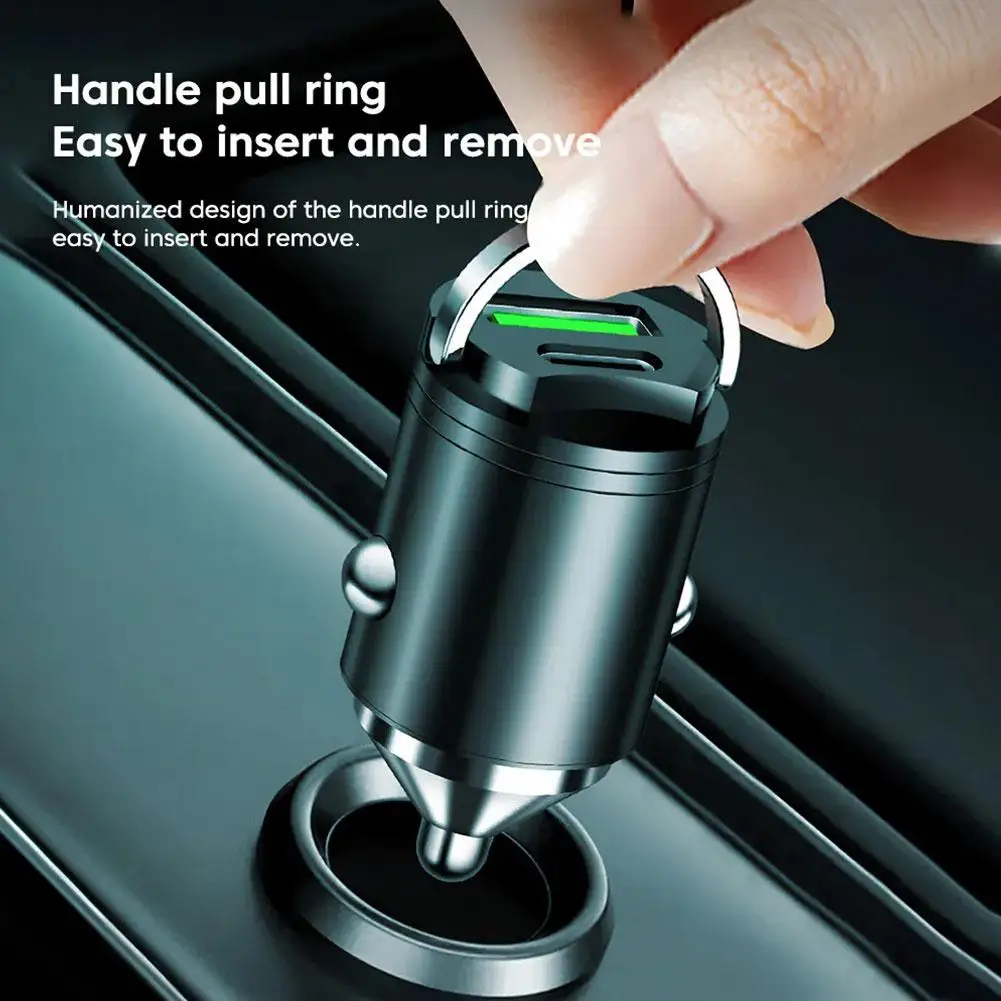 

30/100W Mini Car Charger Super Fast Charging PD QC3.0 USB Car Chargers Type C Adapter For Iphone 13 12 12 Samsung X2W0