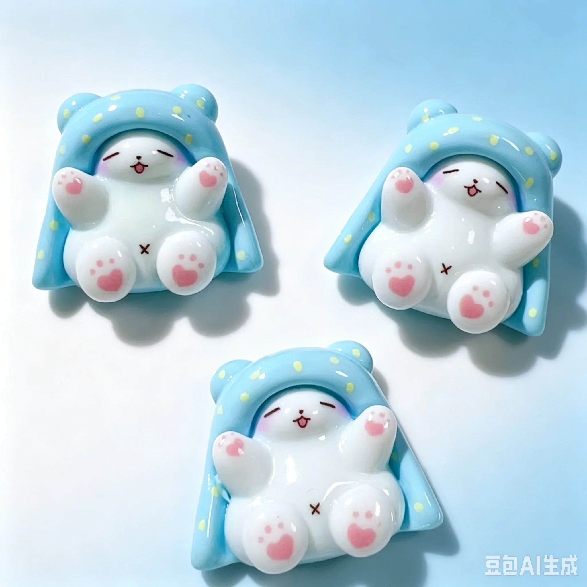 8개 귀여운 레진 토끼 곰 케이크 레인보우 시리즈 플랫 백 장식 부품 헤어 리본..