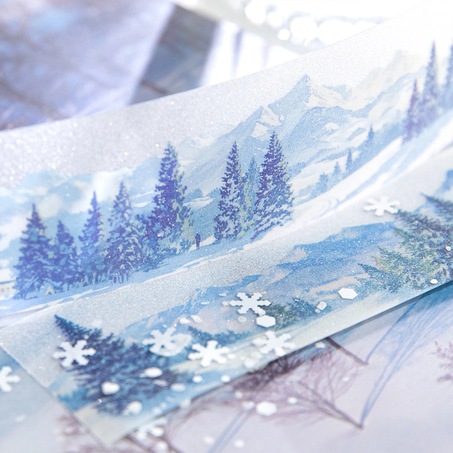 6 Pcs Rolling Mountains and Rivers Series PET Decorative Tape Flash Literary INS Scenery Hand Account DIY Landscaping Tape 2