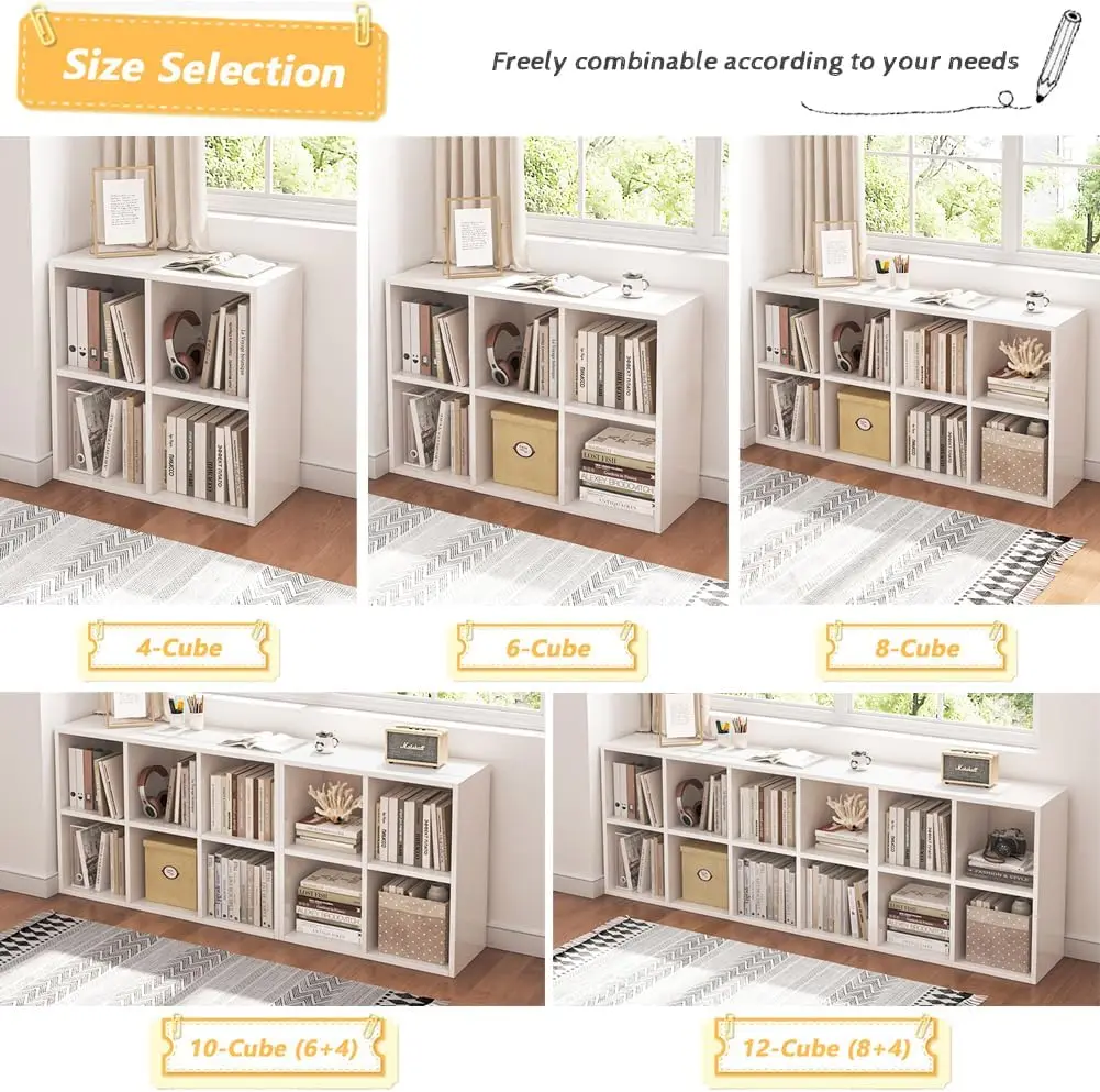 4 Cube Organizer Bookcase - Fabric Storage Bins Container 6