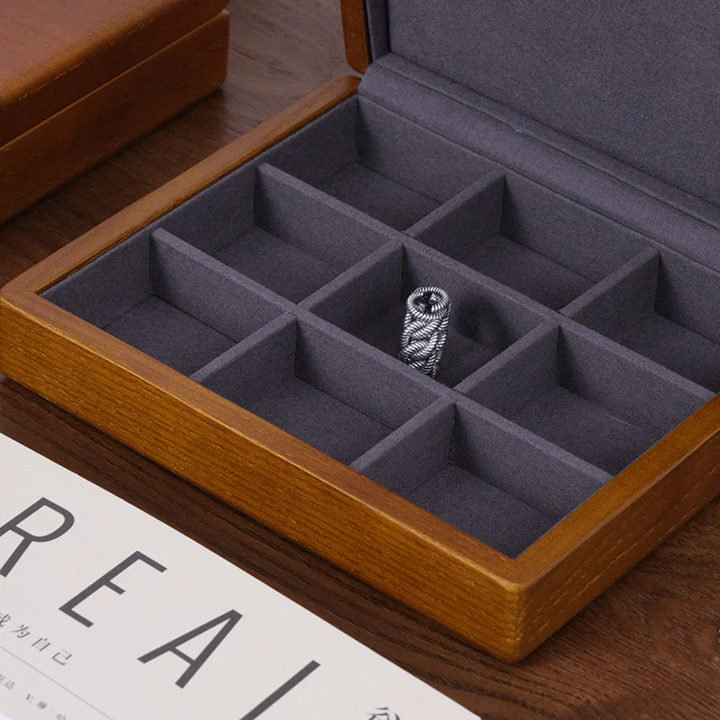 Oirlv Solid Wooden Jewelry Display Box Ring Display Holder with Microfiber Jewelry Box Stand for Jewelry Organizer Packing Box
