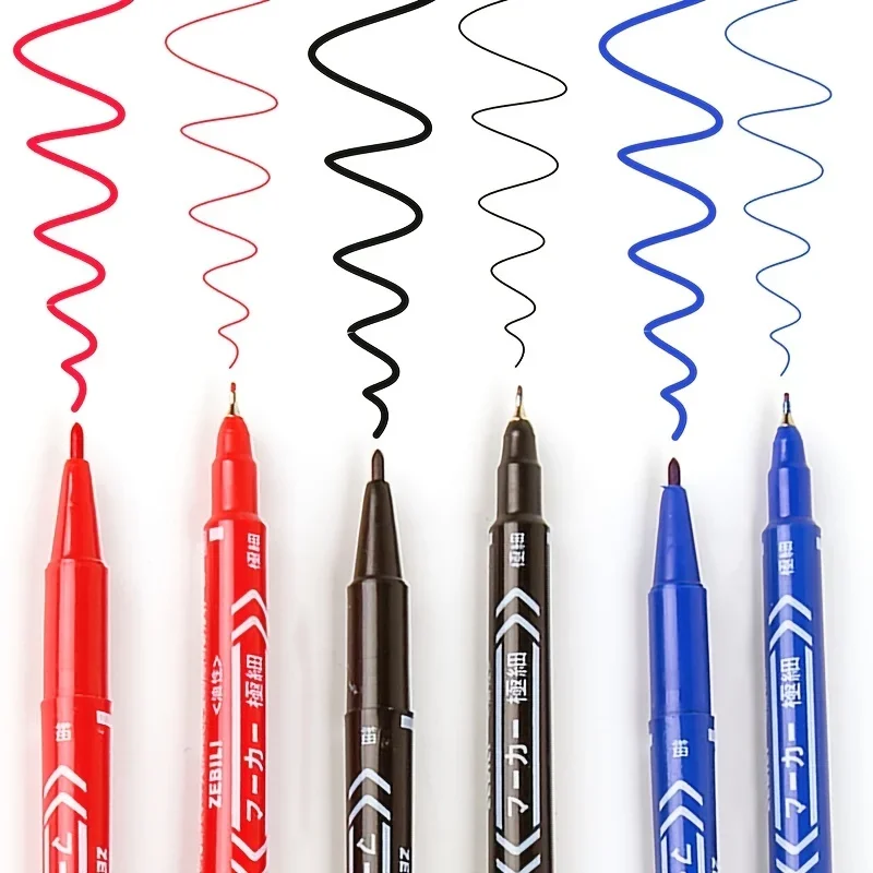 Permanent Markers 12pcs/Set Small Double Headed Marker Pen Oily Permanent 0.5 Thick Nib 1.0 for CD Art Paper Steel Glass Sketchbook