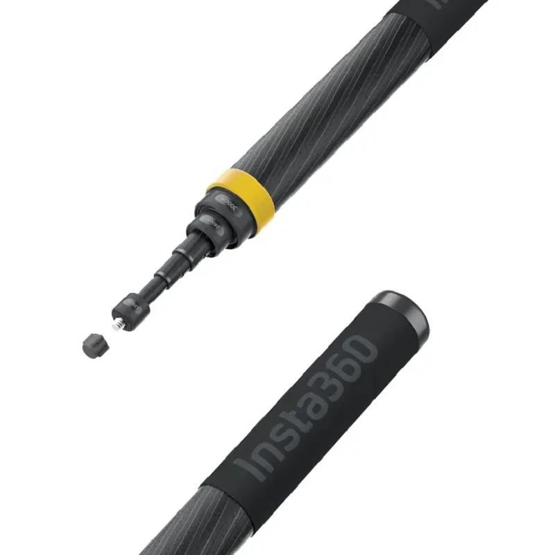 Gros plan sur le mécanisme de verrouillage de la perche selfie ultra-longue 3m en fibre de carbone pour Insta360 X5.
