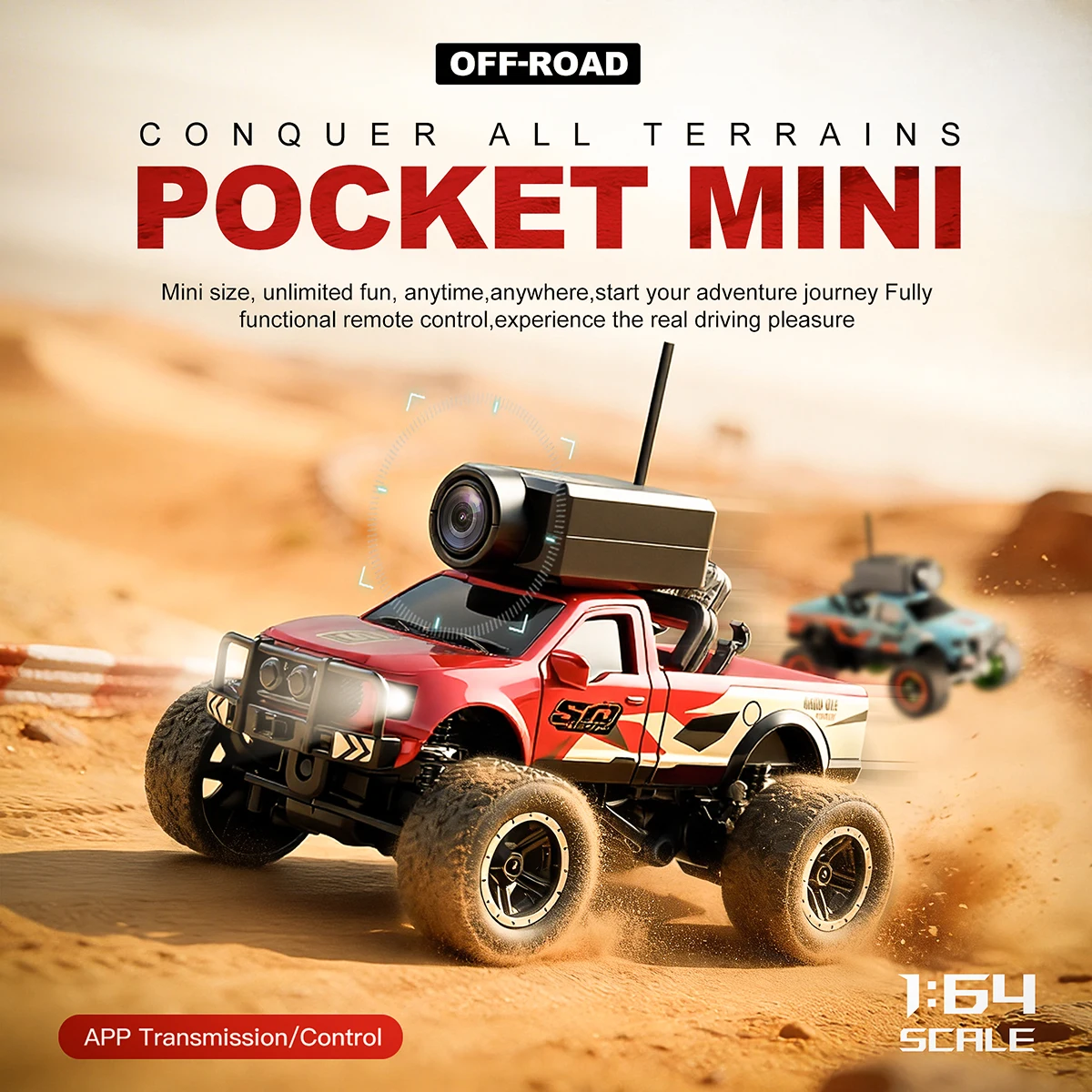 WLtoys 6407 1:64 스케일 미니 RC 자동차 장난감 모델 (리모컨 및 WiFi 앱 데스크탑 원격 카메라 제어 기능 포함)