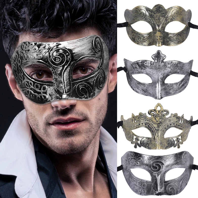 Argento Antico Oro Mezza Maschera Per Il Viso Donna Uomo Retrò Halloween Maschera Per Gli Occhi Sexy Vestito Di Carnevale Masque Costume Puntelli Per 