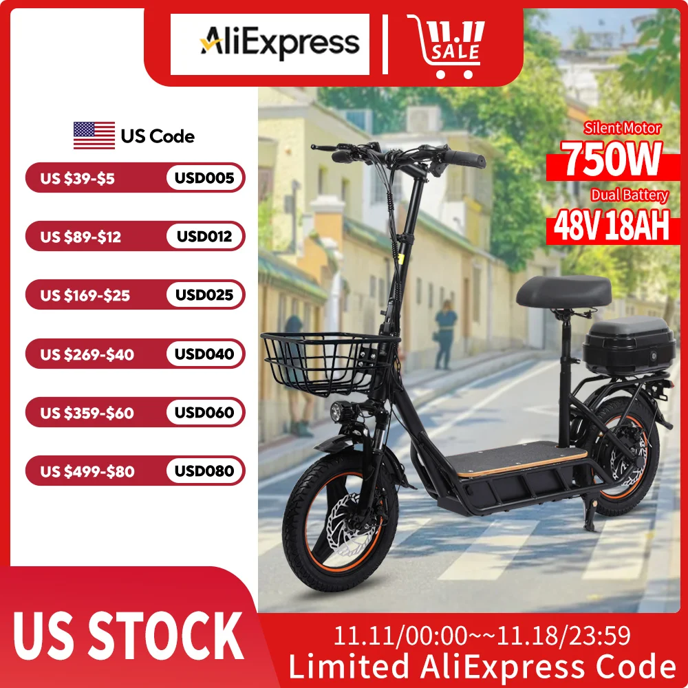 14" Electric Scooter with Seat & Basket 1