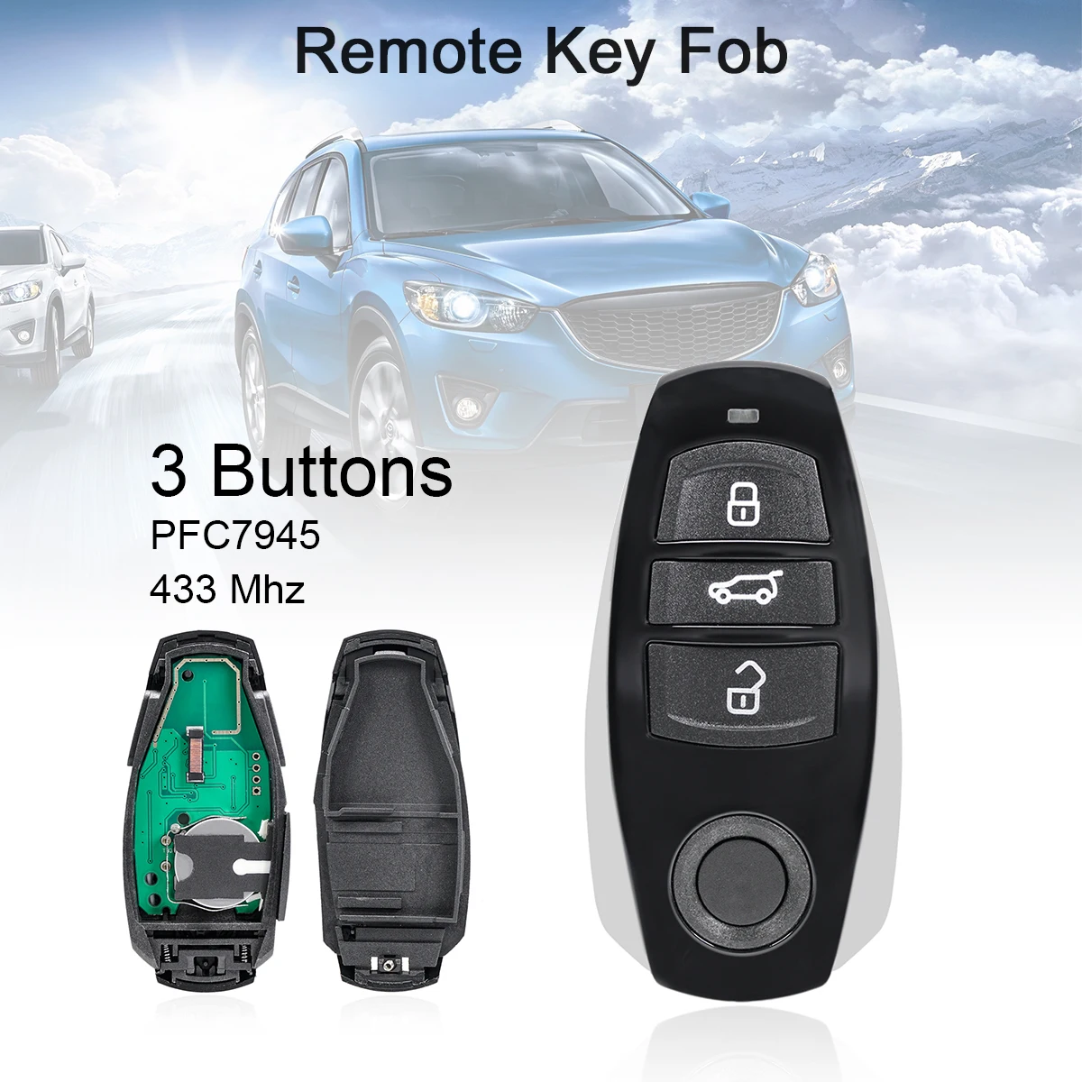 433Mhz 3 Buttons Smart Remote Car Key ID46 / PCF7945 Chip Replacement Car Keys for VW- Volkswagen- Touareg- 2010-2014
