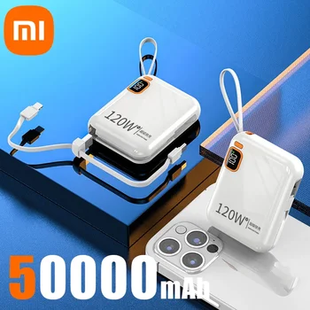 Xiaomi 120W Fast Charging 50000mAh Large Capacity Portable Power Bank Cable Two-way Mini Powerbank for iPhone Samsung Huawei 17