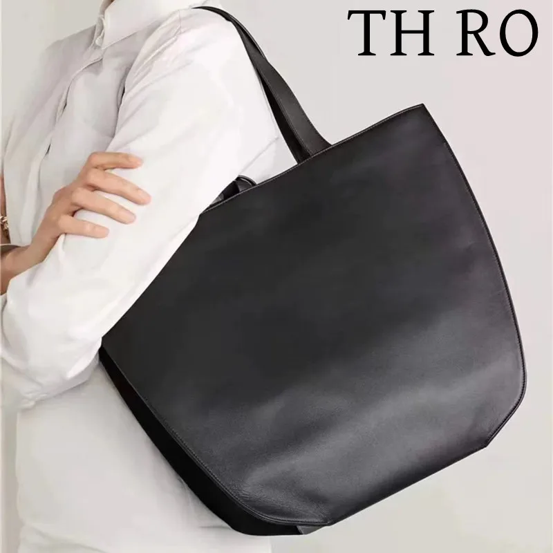 

TH RO 2024 New Retro Genuine Leather Large Capacity Handheld Shoulder Bag Commuter Casual Versatile Tote Bag