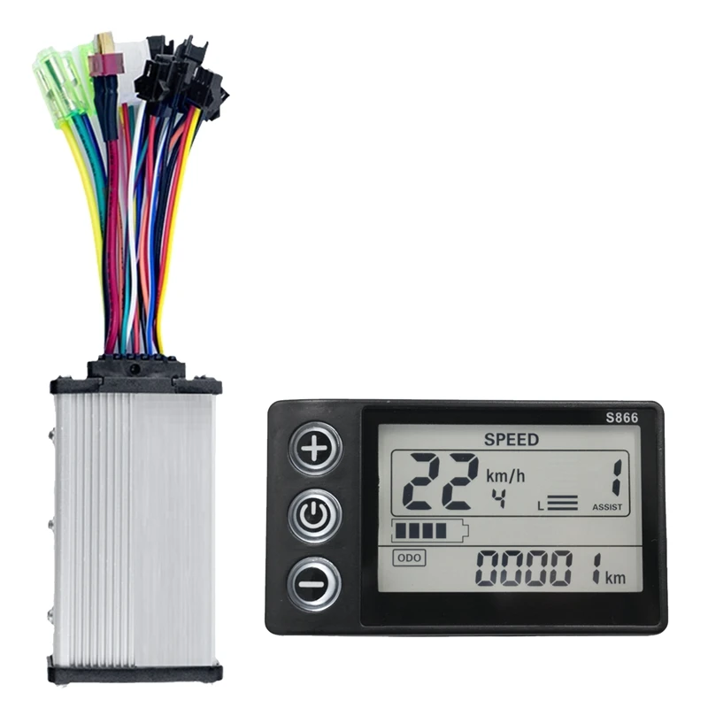 

1 Set S866 Controller Panel Dashboard+36V 350W Sine Wave Controller Electric Bike LCD Display For E-Bike Scooter Kit (5PIN)
