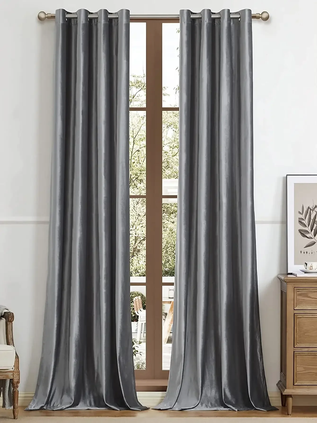 Grey Italian Velvet Curtains 1pc Curtains for Living Room  Curtains for Bedroom 5