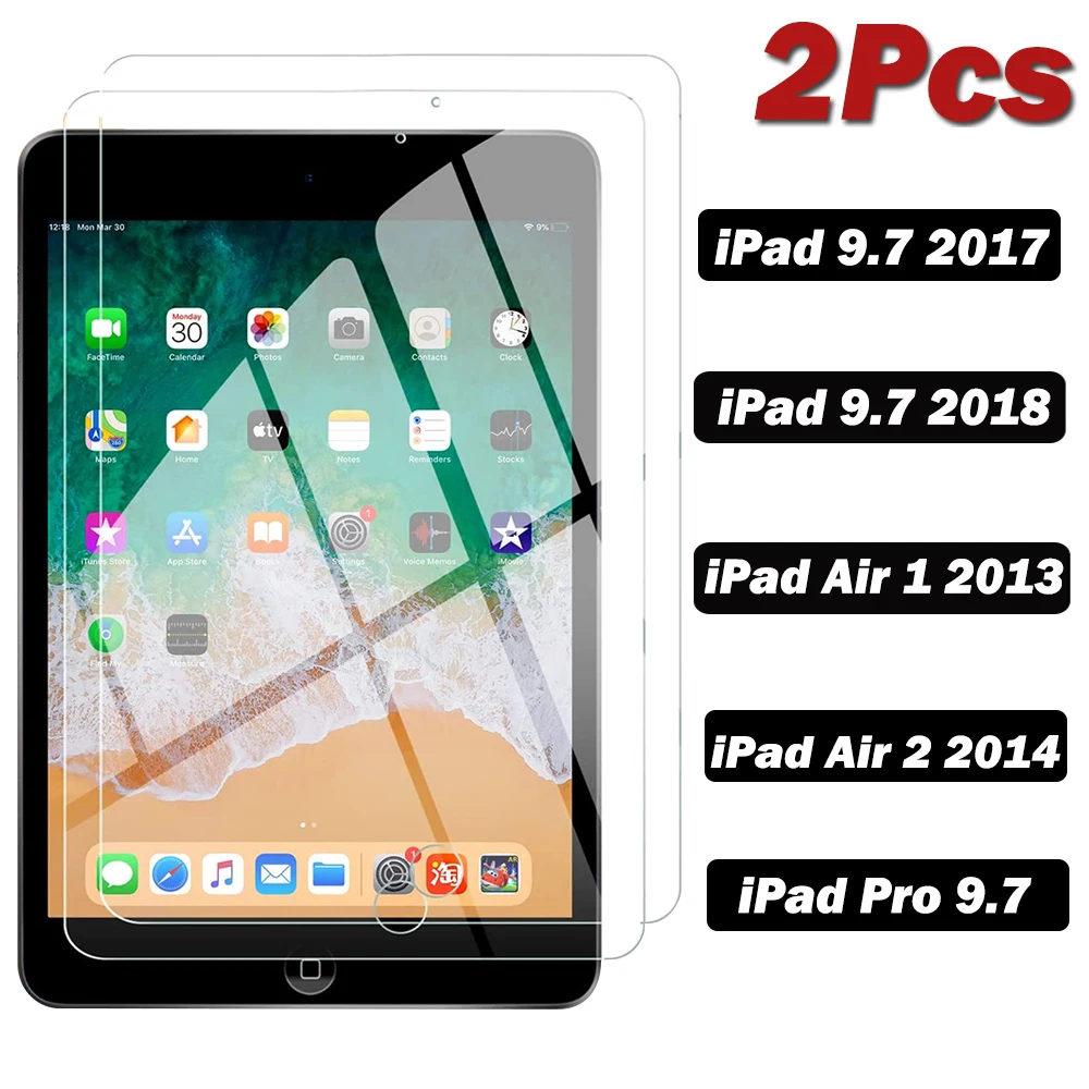

2Pcs Tempered Glass Apple IPad 5th 6th 9.7 2017 2018 Screen Protector for iPad Air 1 2 Pro 9.7 2016 Glass Anti Scratch Tablet