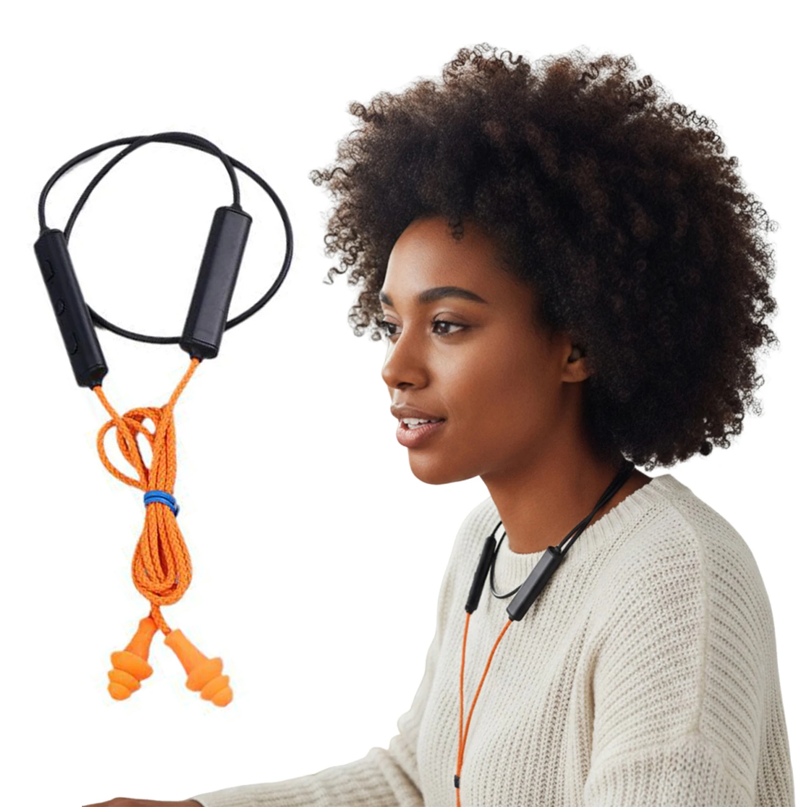 BT Portable Work Earplugs Lightweight Noise Suppression Earphone Ergonomics Neckband Wireless Earbuds For Hearing_voghion.com