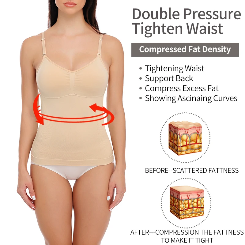 Padded Shaperwear Compression Camisole Body Shaper Woman Tummy Control Tank  Tops Slimming Shapers Waist Trainer Corset Slim Vest - Price history &  Review, AliExpress Seller - miss moly shapewear&corset Store