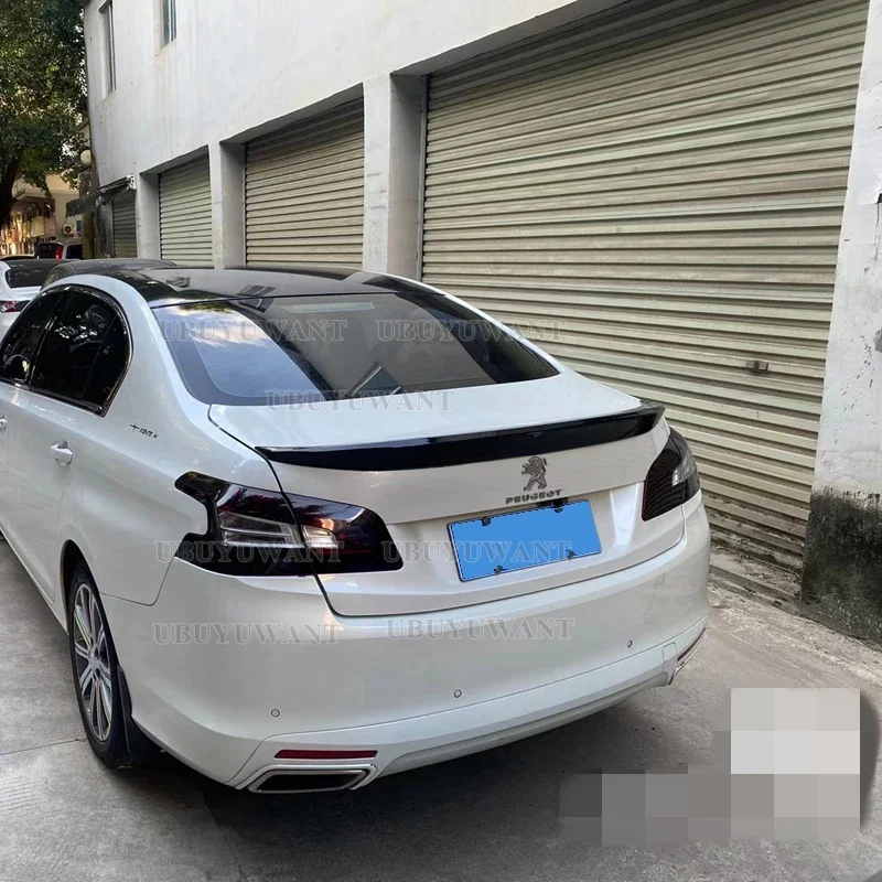Подходит для спортивного спойлера Peugeot 408, 2014, 2015, 2016-21 год, из АБС-пластика, углеродного волокна, вид сзади, крыла багажника, комплект аксессуаров для кузова автомобиля