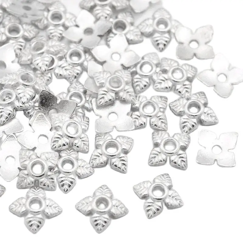 

100 Pcs 6mm Tibetan Style Alloy Bead Caps Antique Gold Color 4 Leaf Bead Caps for Jewelry Making Findings DIY Accessories