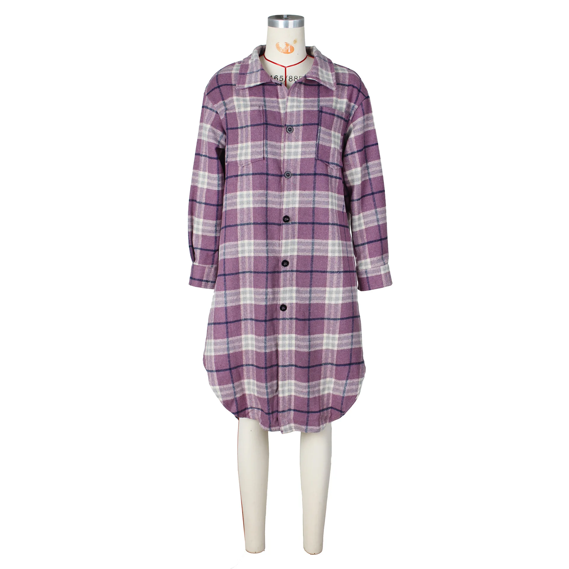 Fashion Vintage Long-sleeved Lapels Plaid Shirt Coats Spring Casual Women Checkered Shirt Loose Single Breasted Long Cardigans