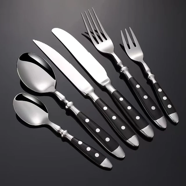 68 Piece Black Silverware Set with Steak Knife for 8, Black Stainless Steel  Flatware Cutlery Utensil Set, Home Kitchen Tableware Set Fork Knife Spoon