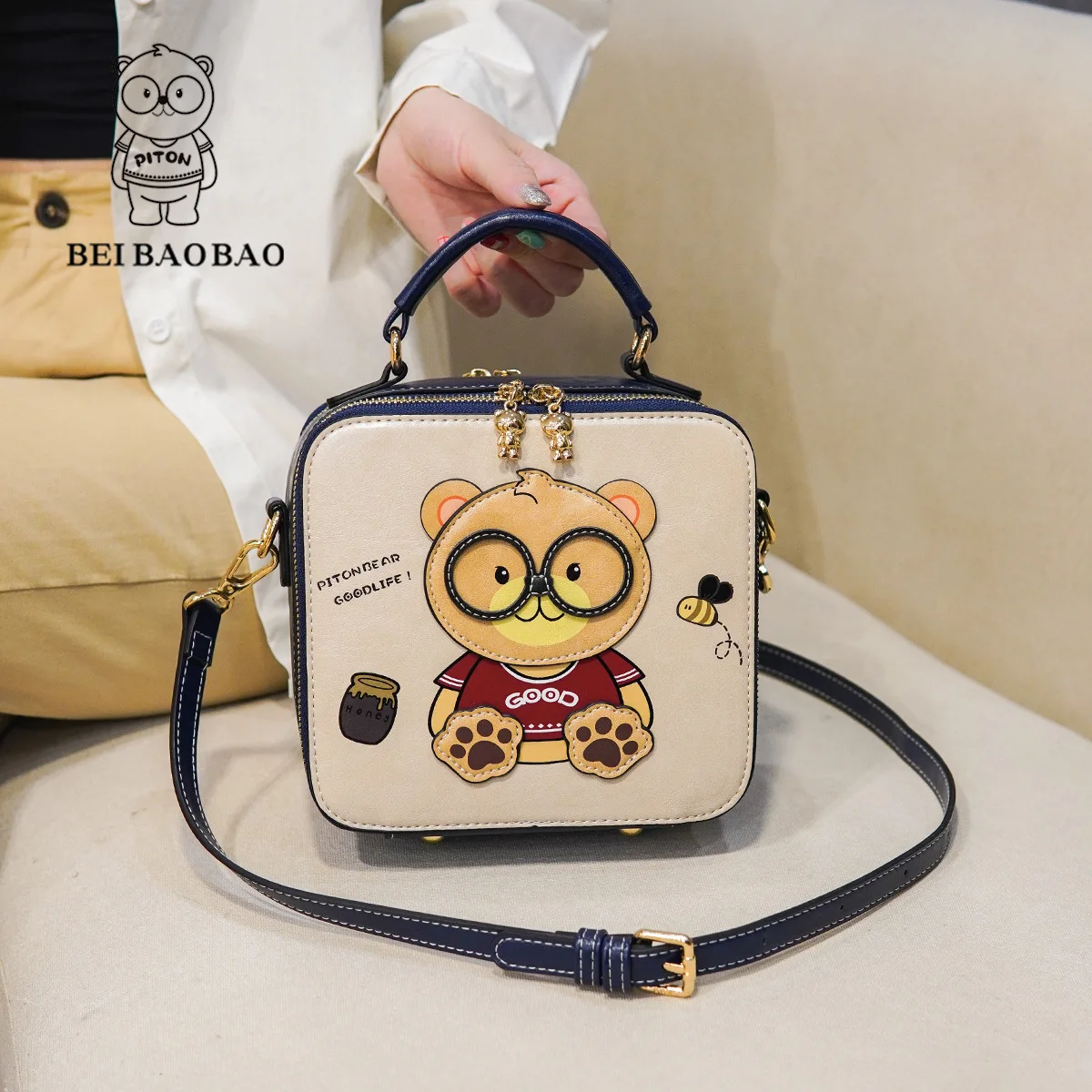 2023 Summer New Cute Little Bear Crossbody Bag Trendy Fashion Shoulder Bag  Casual Small Round Bag Sports Bag Small Square Bag - AliExpress