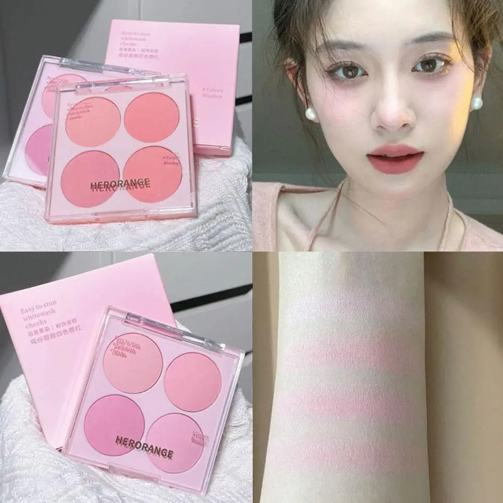 

4 Colors Blush Palette Mineral Powder Natural Matte Rouge Long-lasting Waterproof Cheek Tint Makeup Korean Cosmetics Contou A4Y7