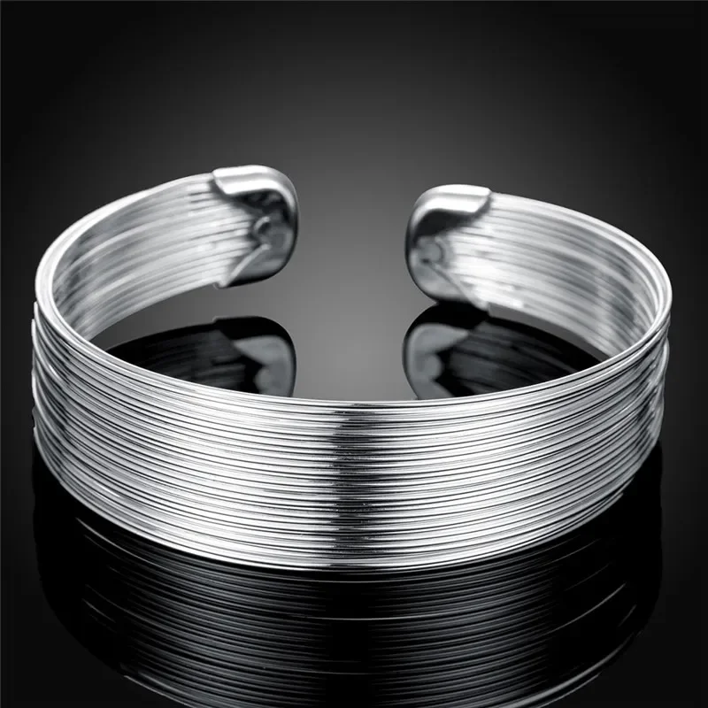

925Specials Fashion Silver Color Jewelry Charm Female Multi925line Bangle Women Jewelry Wedding Cute Charms