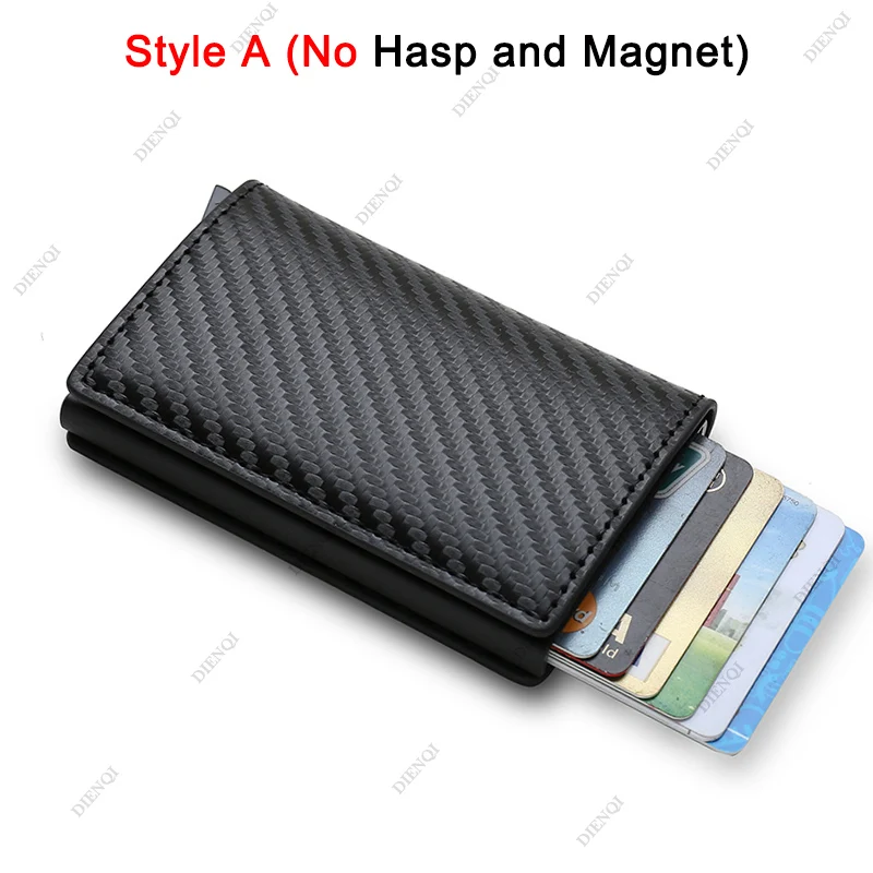 Carbon Fiber Wallet Slim Aluminum Men Wallet ID Credit Card Holder Mini RFID Wallet Automatic Pop up Bank Card Case