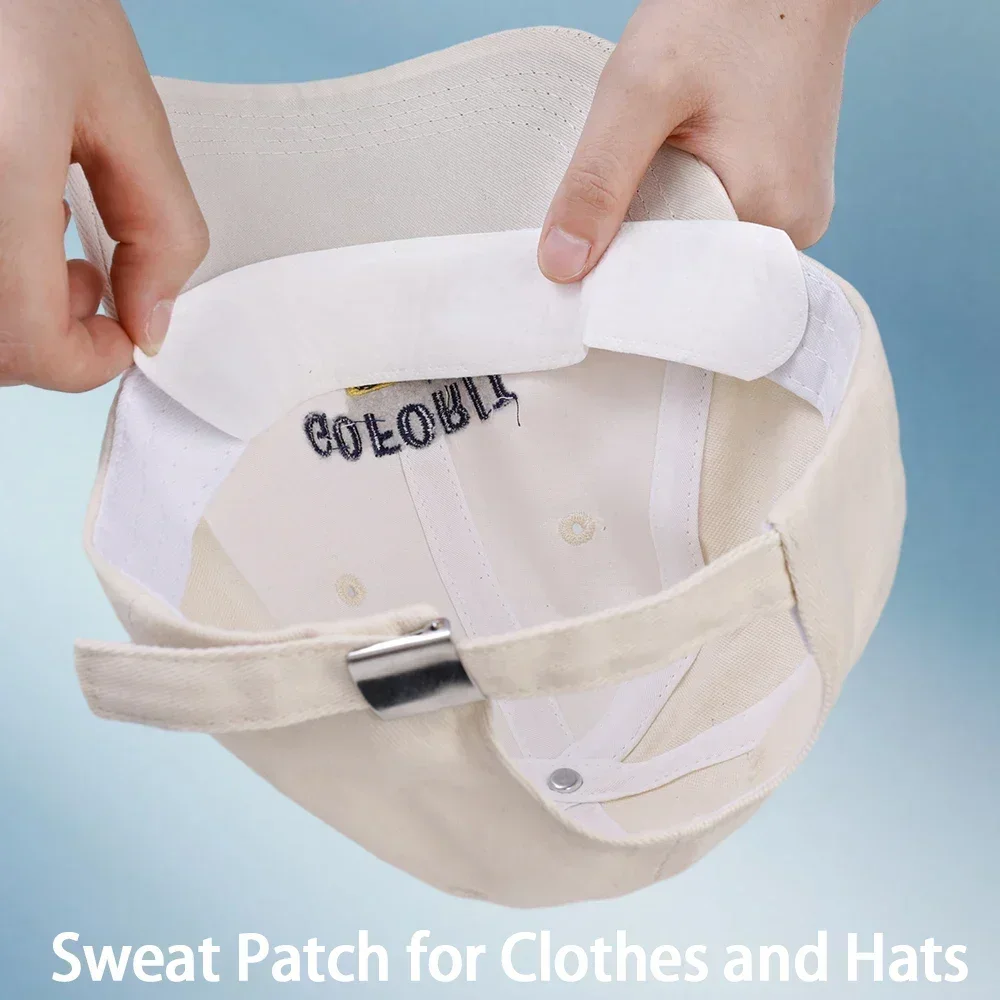 40pcs Hat Sweat Absorber Stickers Women Men Cotton Anti-dirt Sports Belt Cap Rim Invisible White Tape Hat Size Reducer Liner Pad 2