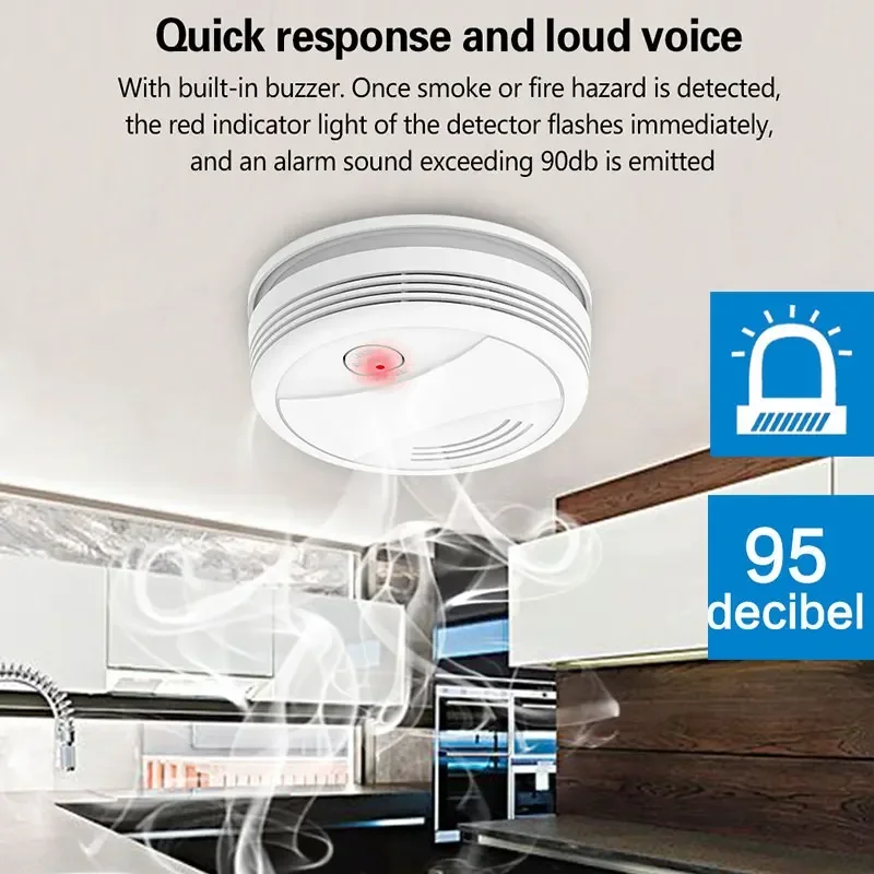 HIVA Tuya WIFI Fire Smoke Detector Security Alarm System For Garden Smoke House Home Office SmartLife APP Control Fire Alarm smoke alarm