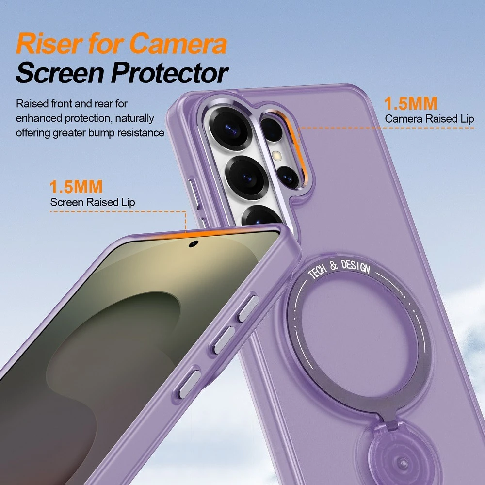 Matte Translucent Magnetic Bracket Phone Case with Ultra Protection
