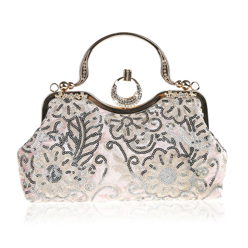 Sac De Soirée Femme Doré, Perles Et Broderies, Neuf Sans étiquette