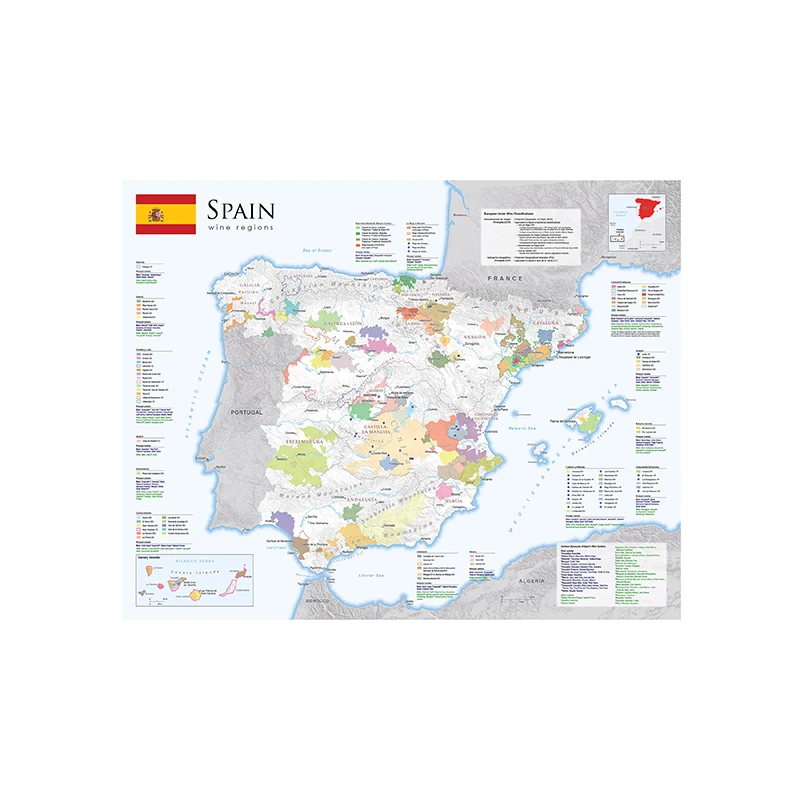 59*42cm The Spain Map In Spanish Poster Non-woven Canvas Painting Wall Art Decorative Picture School Office Supplies Home Decor