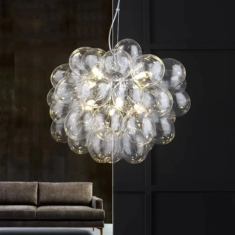 Modern Designer Grape Glass Chandelier Living Room Dining Room Home Decoration Pendant Light Lustre Fixtures