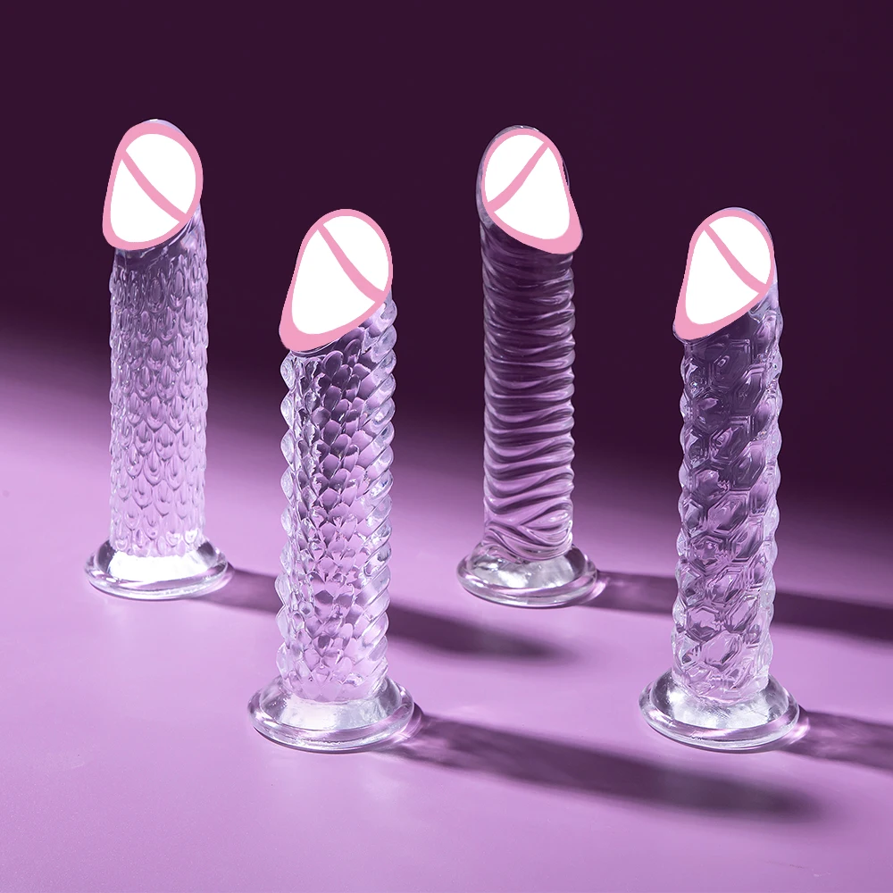 Realistic Dildo Glans Anal Plug 19cm Soft TPE Strong Suction Cup Clitoris Stimulator G-spot Massager for Women