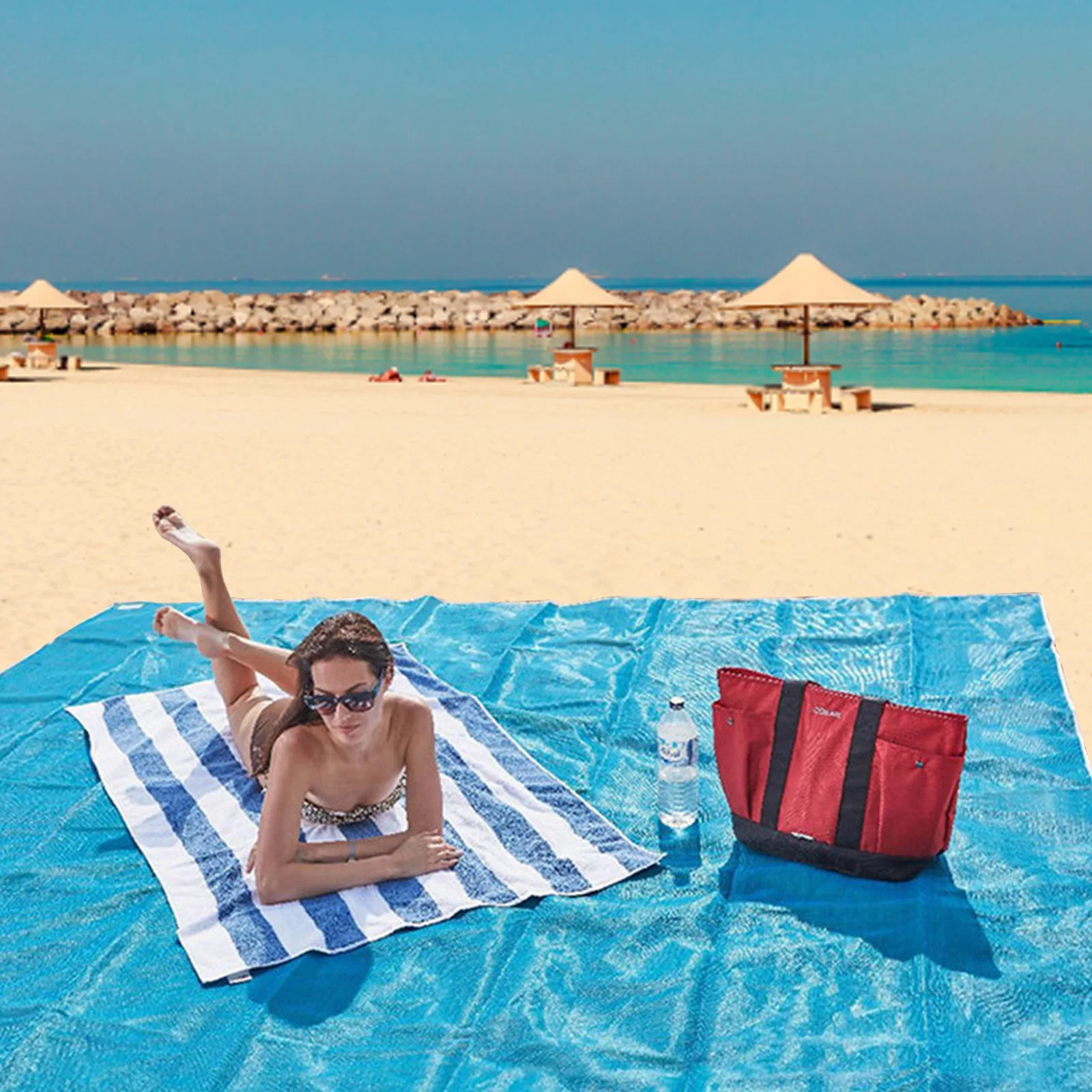 Folding Beach Blanket Double layer Seaside Sand Mat Comfortable Waterproof Extra Large Lightweight for Outdoor Camping AliExpress