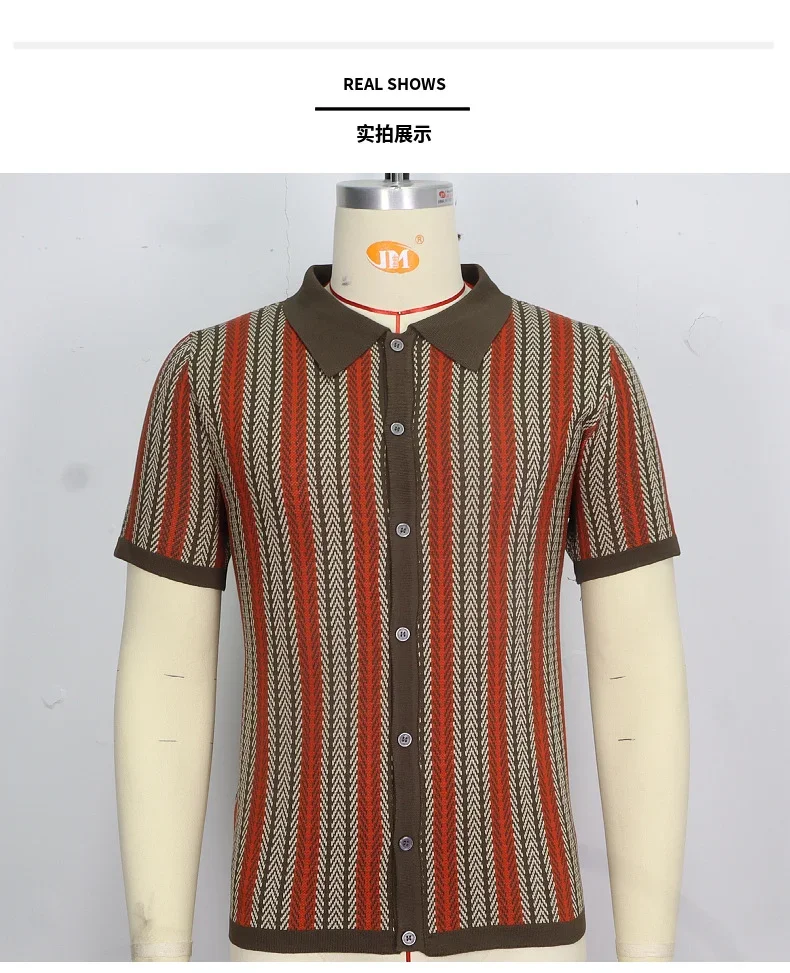 Summer new men's striped T-shirt polo Shirt High quality Ice silk fabric breathable wiry size Casual beach style mens shirts 3XL 25 S69b2abe02ab1457bbf7724ec8d560933J