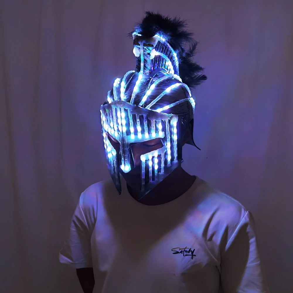 LED Medieval Knight Gladiator Helmet Spartan Mask Roman Warrior Greek  Costume Helmet Glowing Robot Suit Party Costume - AliExpress, image size:1000x1000