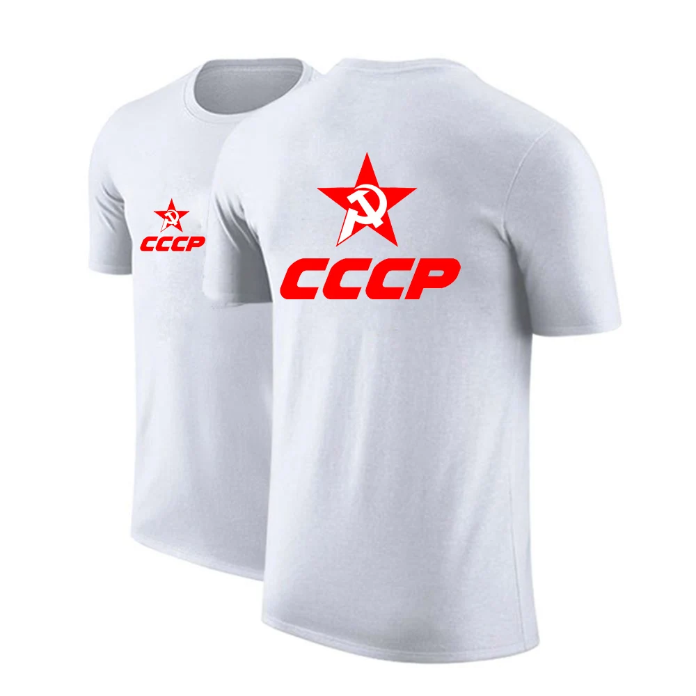 USSR Soviet Union 2023 Men's Summer Cotton CCCP Russian Simple Short Sleeve O Neck Streetwear T Shirt Harajuku Versatile Tops