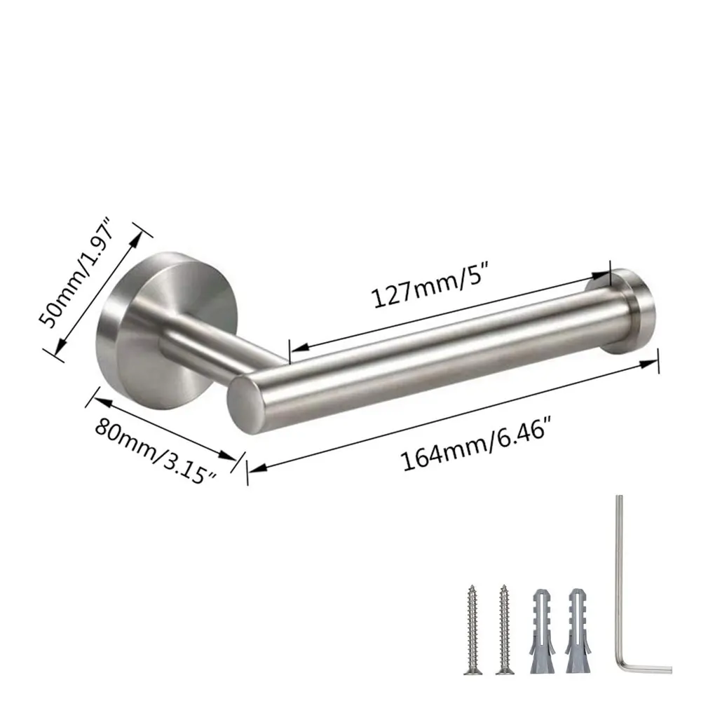 Toilet Paper Dispenser 304 Stainless Steel Round Tissue Hanger Wall Mount Roll Bathroom Rack Stand