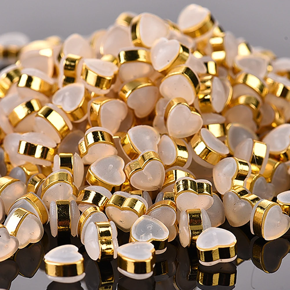 50 teile/los Gold Liebe Herz Form Transparent Weiche Silikon Ohrringe Stopper Ohr Stecker Schmuck Machen Zubehör Erkenntnisse – Detail 2