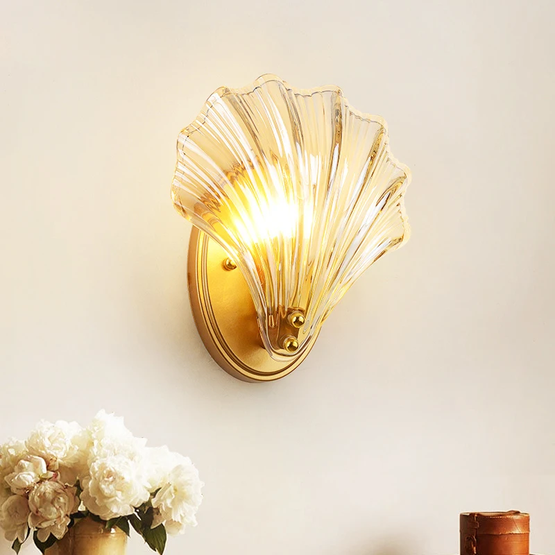 

Modern shell wall lamp hotel cafe bedroom gentle luxury decoration light luxury wall lamp bedside lamp indoor lamp