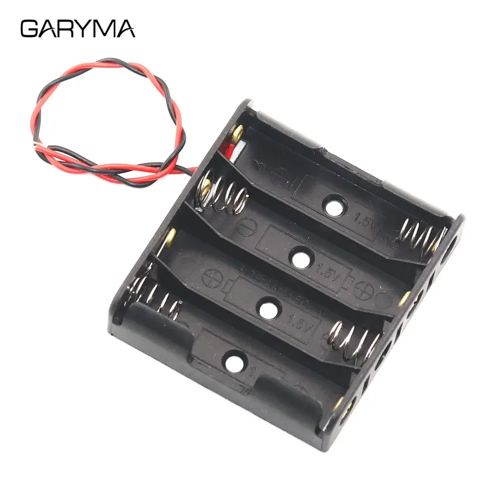 Multi-Slot AA Battery Storage Case with DIY Leads - Black