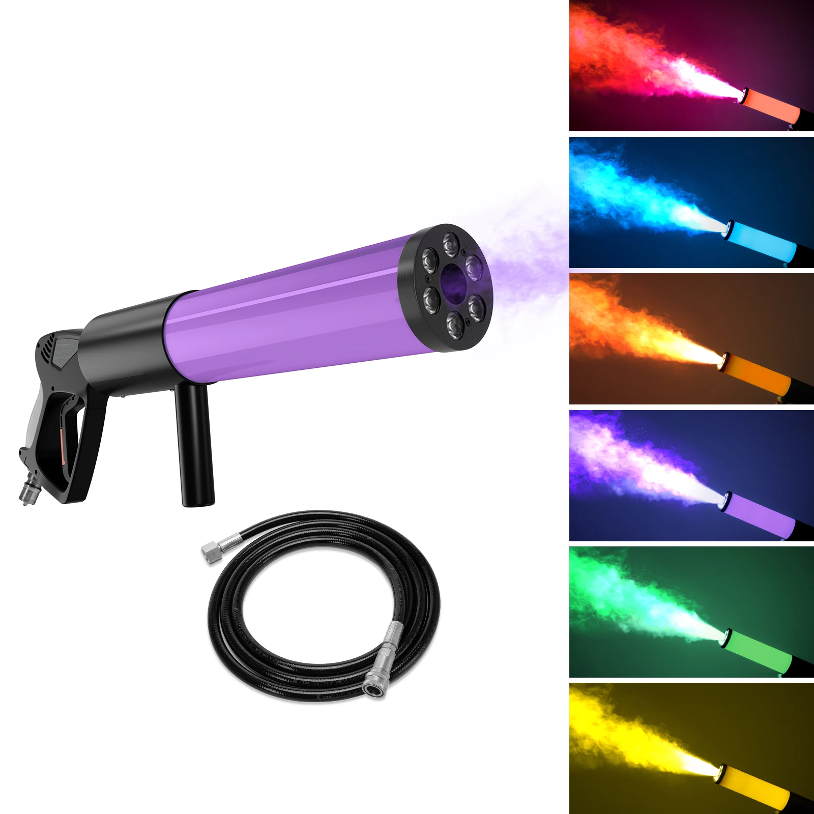 Yiflamefly 1/2 szt. LED RGB Atmosfera Rekwizyty Pistolet do Dymu Pistolet do Lodu Suchego Pistolet do Kolumny Dwutlenku Węgla do Baru Wesela Pokazu Biznesowego Imprezy