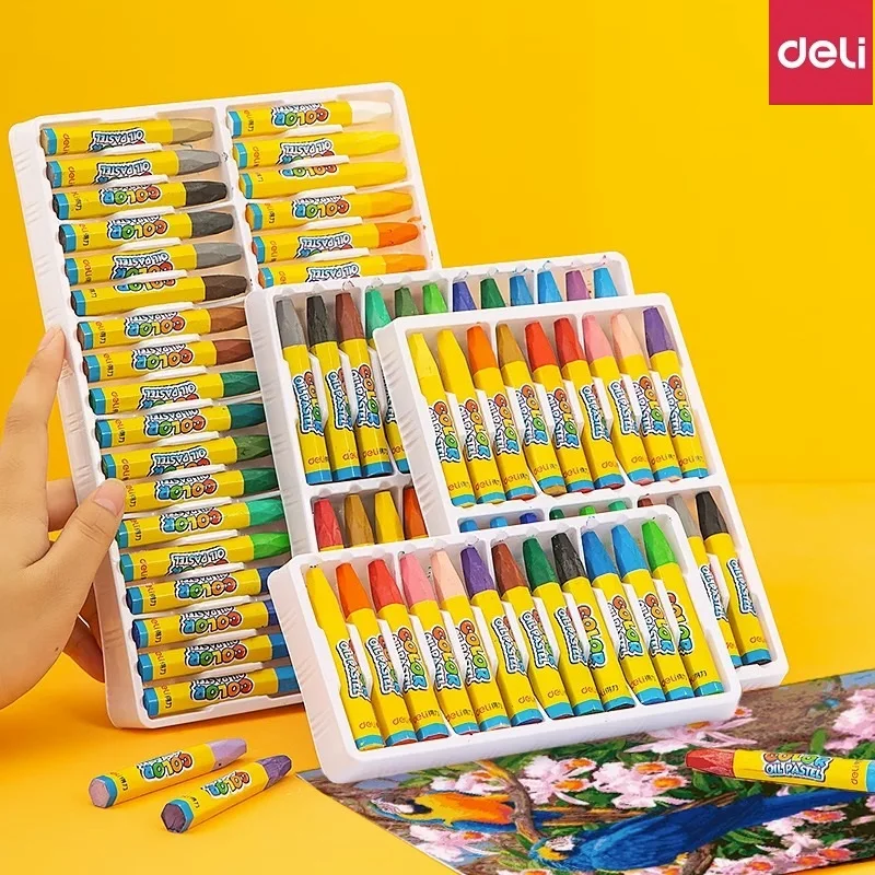 Deli Oil Painting Stick 12/18/24/36 Color Crayon 오일파스텔 Pastel Children Professional Drawing Graffiti Safe And Non-toxic Washable oil pastels artist pastel sticks